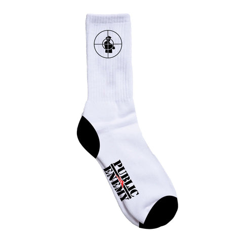 Lakai x Public Enemy Sniper Logo Socks (White/Black)