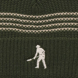 Digger Striped Knit Beanie (Olive/Cream)